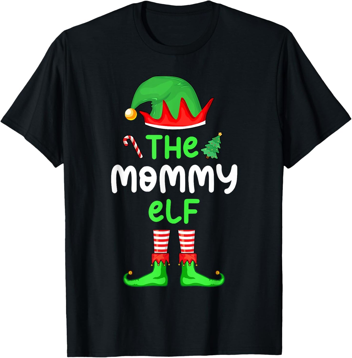 I'm The Mom Elf Christmas Family Matching Pajama Mommy Elf T-Shirt - T-Shirt | Black