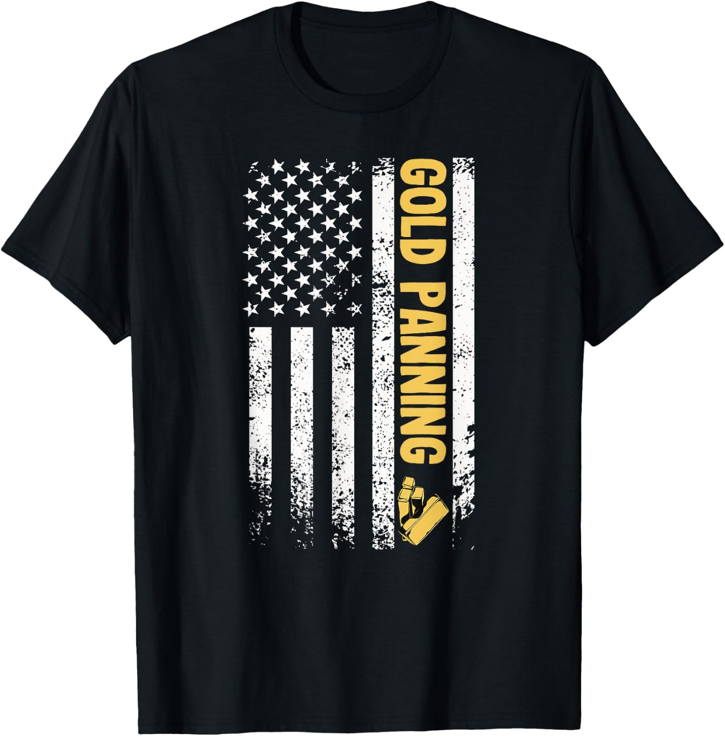 Gold panning usa flag gold miner prospecting gold digging T-Shirt - T-Shirt | Black