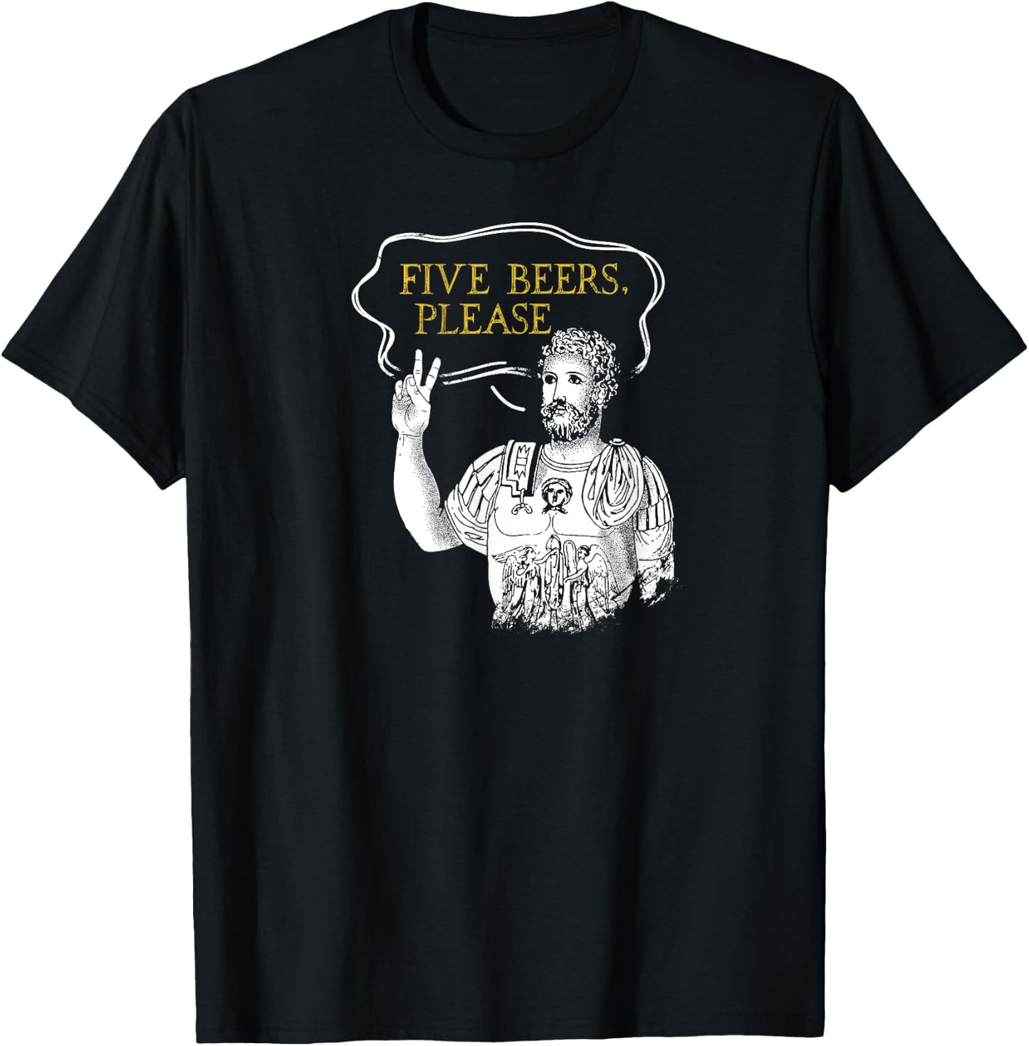 Roman Holds Up Two Fingers Says Five Beers Rome History Beer T-Shirt - T-Shirt | Black