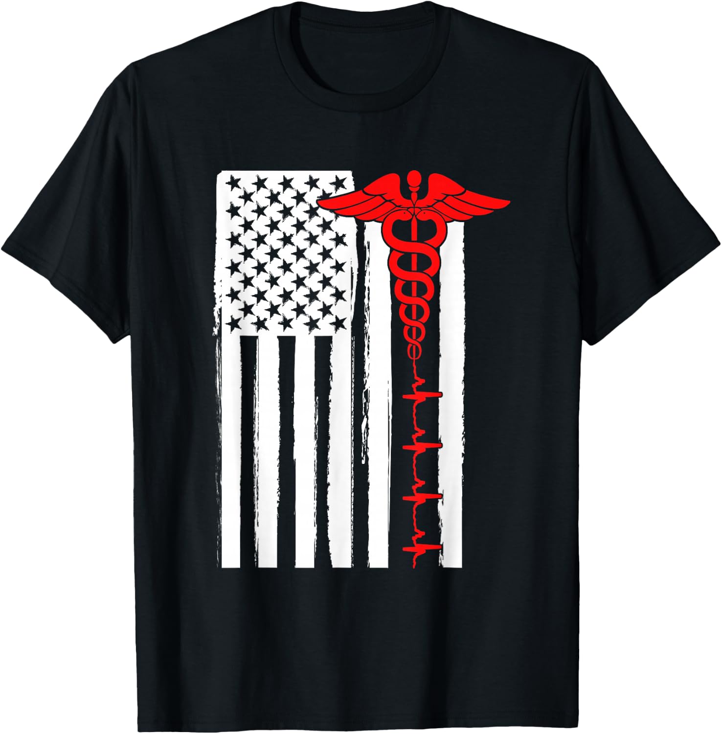 Nursing Shirts Us Flag Nurse Life Medicine Student T-Shirt - T-Shirt | Black
