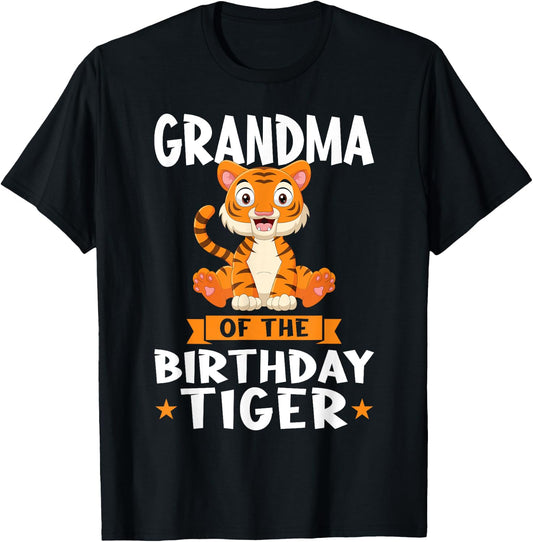 Grandma of the Birthday Tiger Birthday T-Shirt - T-Shirt | Black