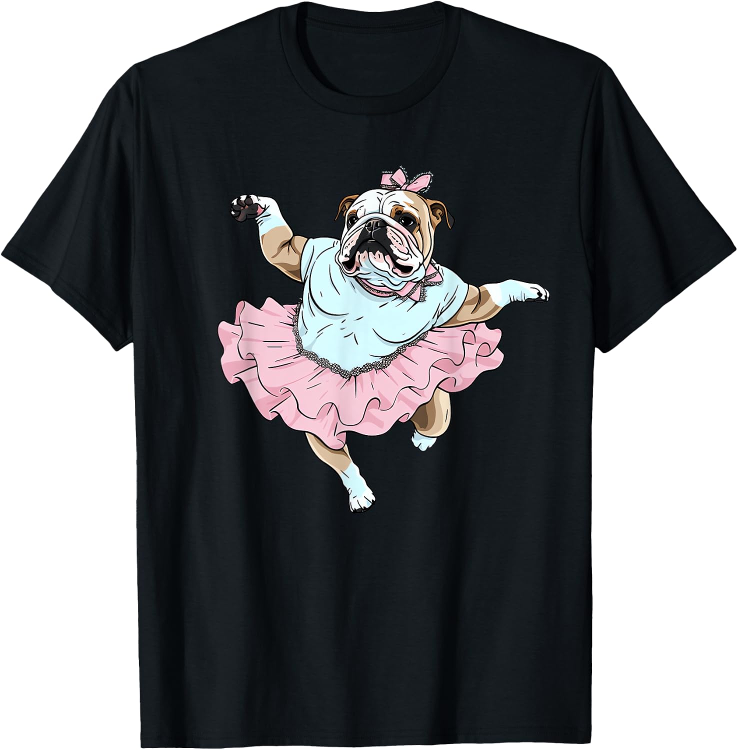 English Bulldog Ballerina Funny Dog Ballet Women Kids T-Shirt - T-Shirt | Black