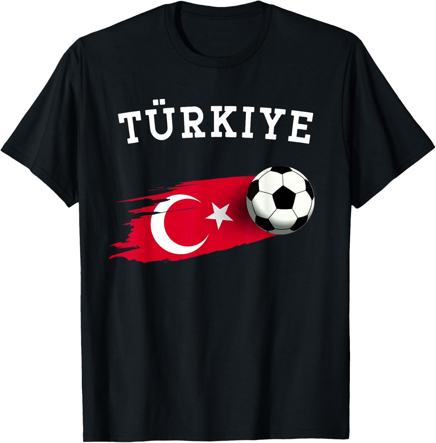 Turkish Flag Turkey Flag Turkish Soccer Turkish Football T-Shirt - T-Shirt | Black