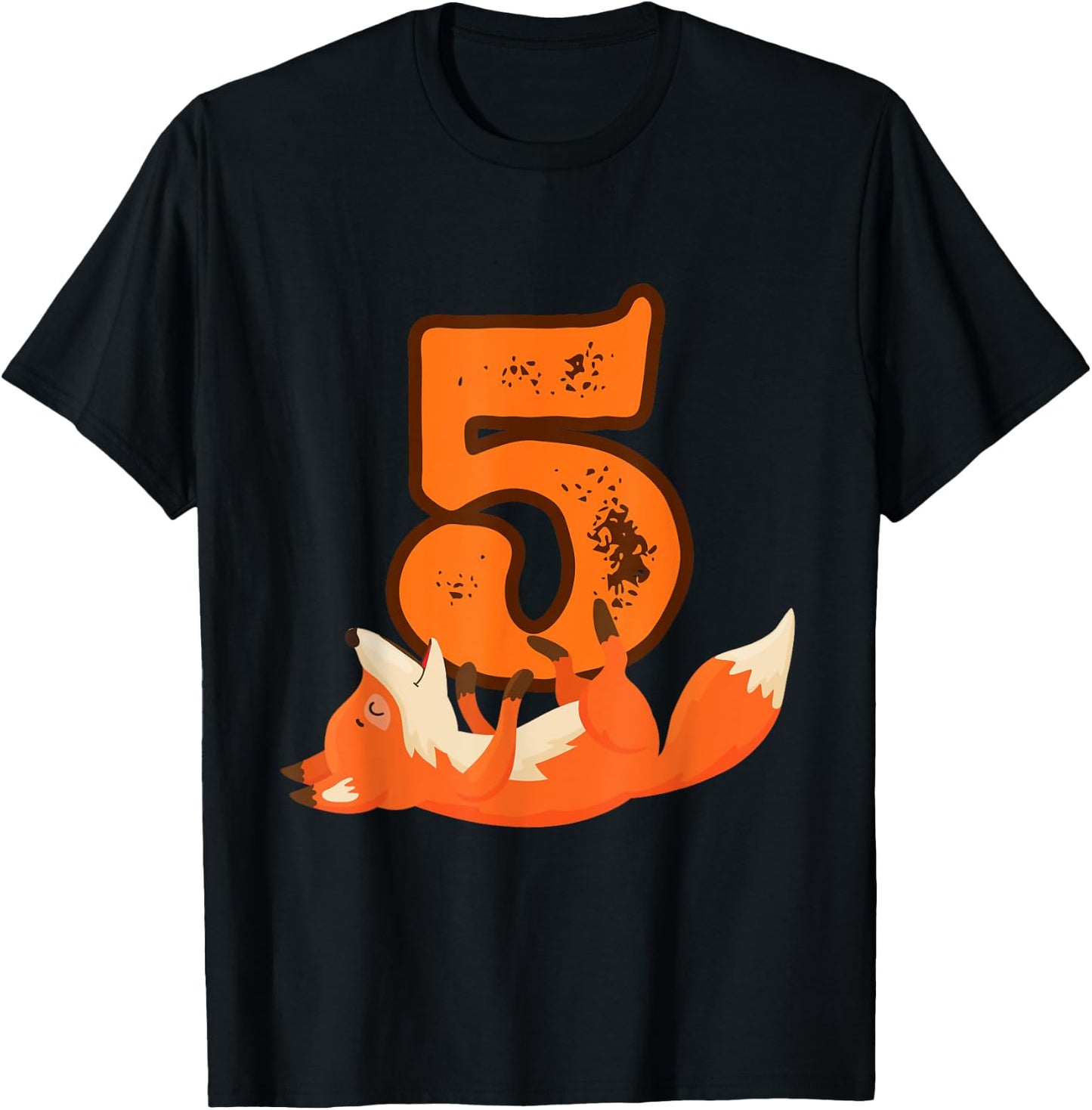 5th Birthday For Girls Gift Funny 5 Years Old Boy Fox T-Shirt - T-Shirt | Black