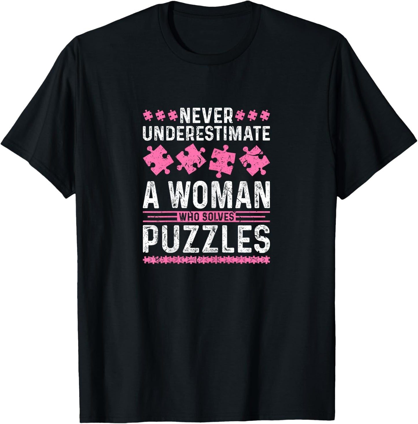 Jigsaw Puzzle Lover Woman Puzzle T-Shirt - T-Shirt | Black