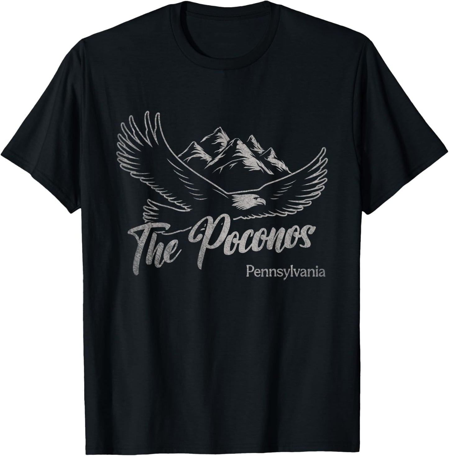 Vintage The Poconos Pennsylvania Hiking Mountains Outdoors T-Shirt - T-Shirt | Black