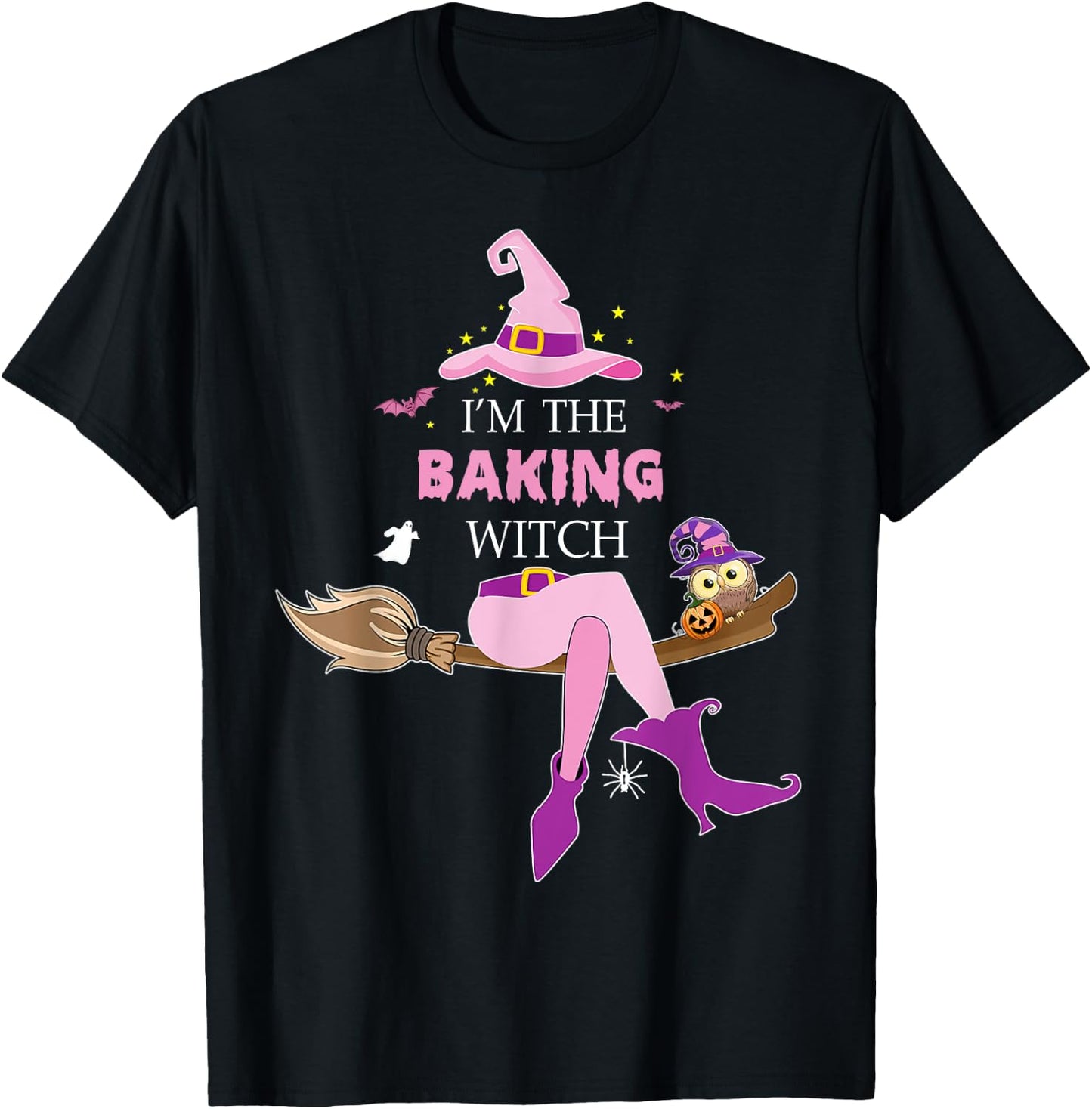 The baking witch riding broom halloween costume baker T-Shirt - T-Shirt | Black