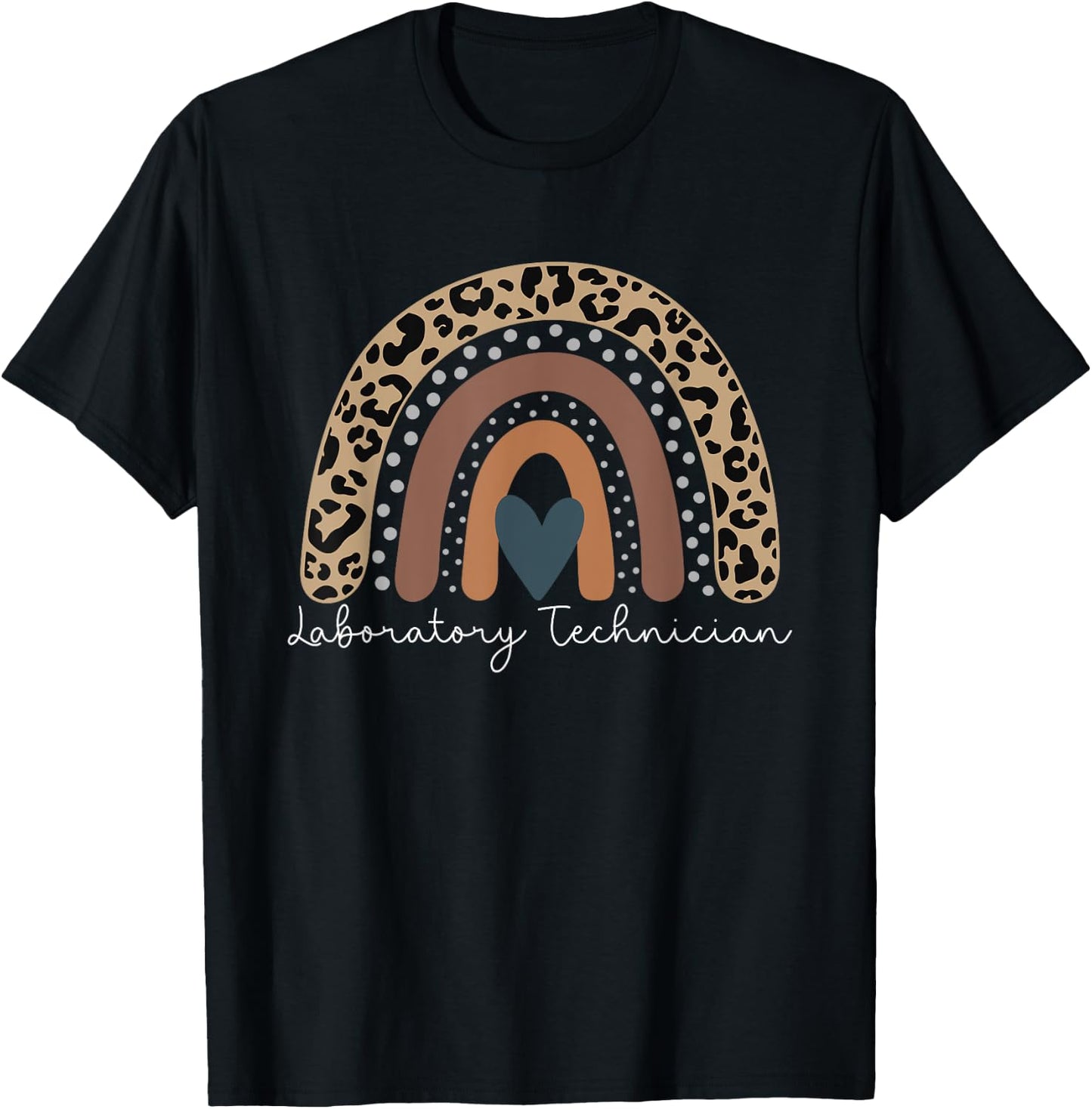 Cute Leopard Boho Rainbow for Laboratory Technician Squad T-Shirt - T-Shirt | Black