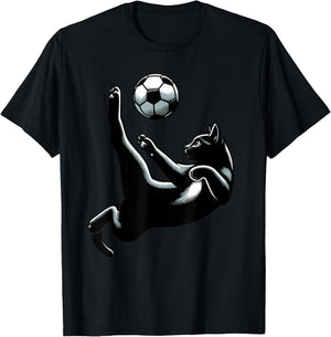 Cat Bicycle Kick - Soccer Fans Women Men Kids T-Shirt - T-Shirt | Black