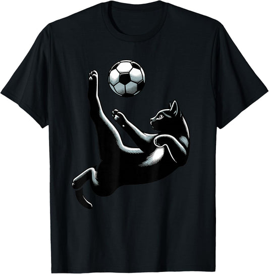 Cat Bicycle Kick - Soccer Fans Women Men Kids T-Shirt - T-Shirt | Black