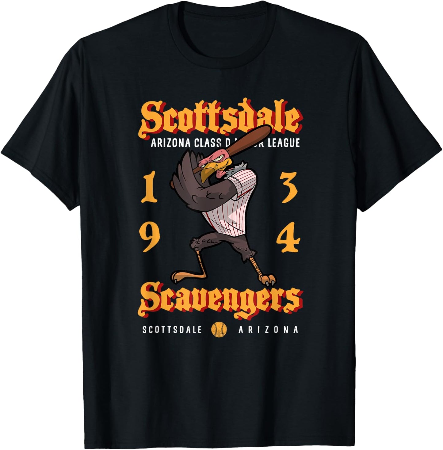 Scottsdale Scavengers Minor League Retro Baseball Team T-Shirt - T-Shirt | Black