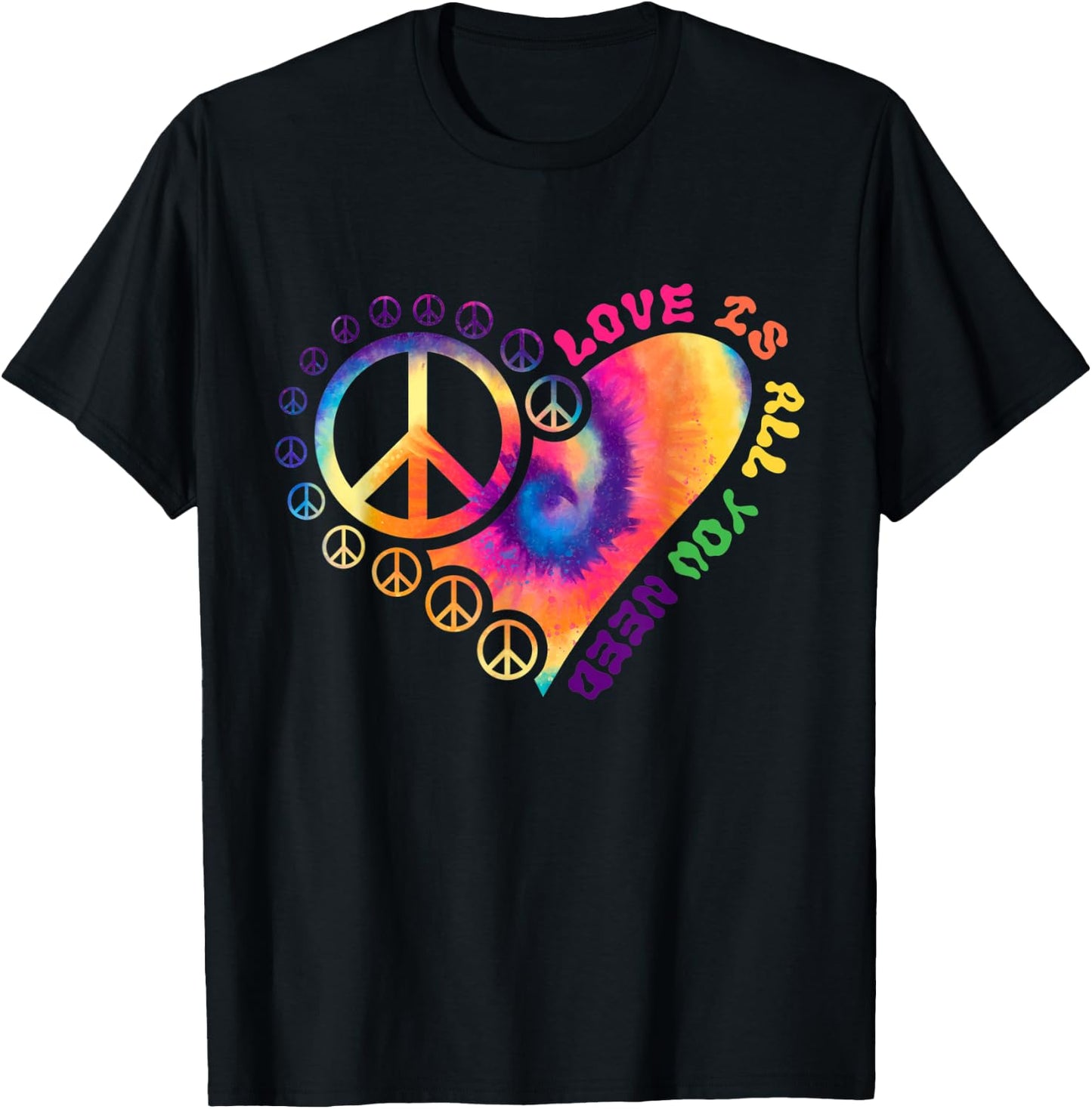 Love Is All You Need Tie Dye Hippie T-Shirt - T-Shirt | Black
