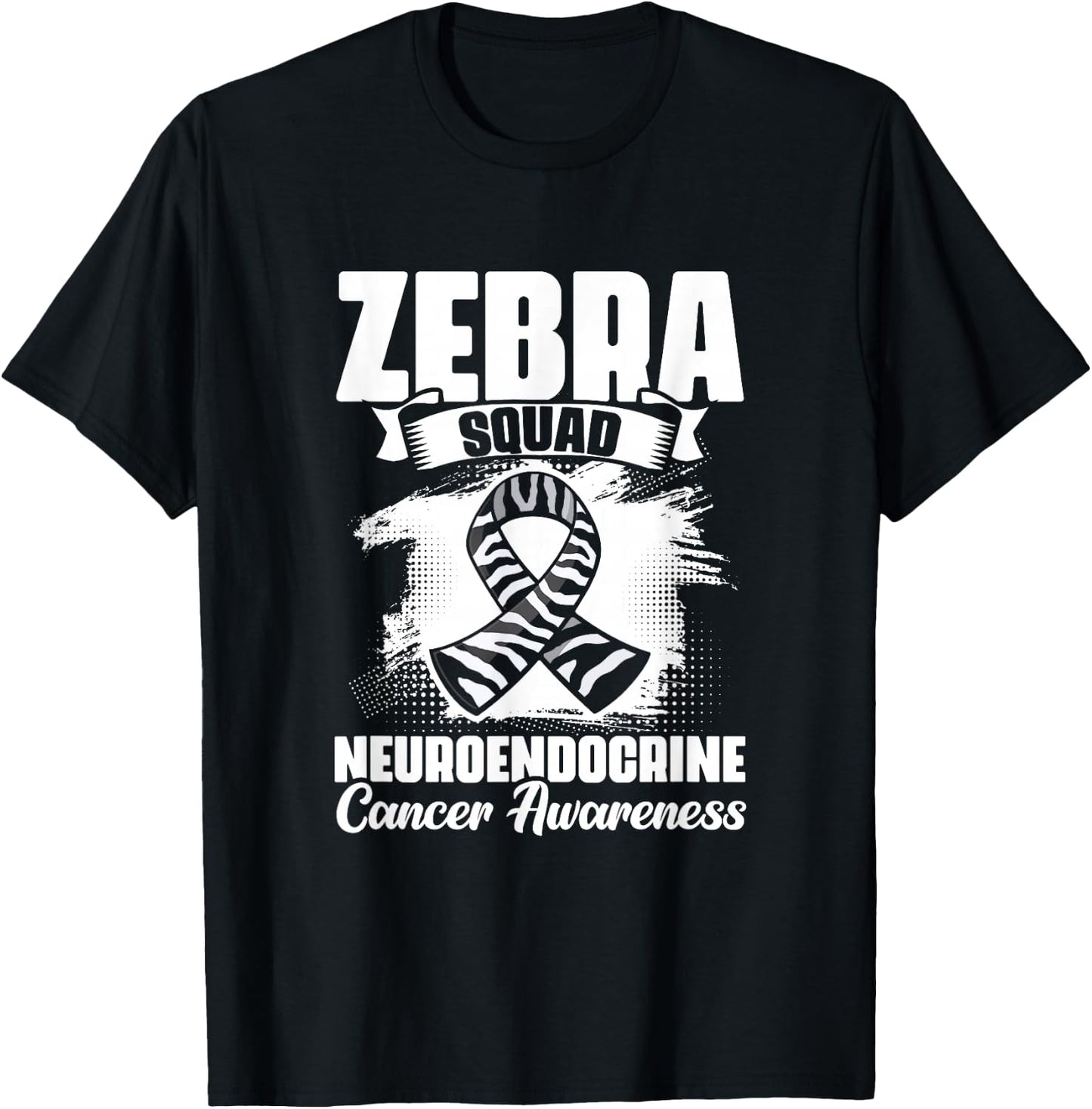Zebra Squad - Zebra Ribbon Carcinoid Cancer Awareness T-Shirt - T-Shirt | Black
