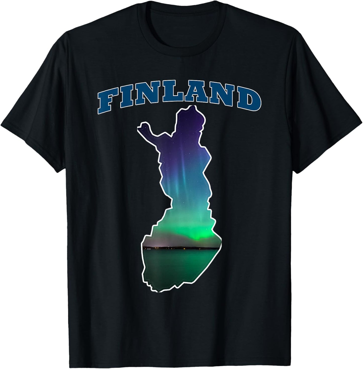 Finland Aurora Borealis Finnish Northern Lights T-Shirt - T-Shirt | Black