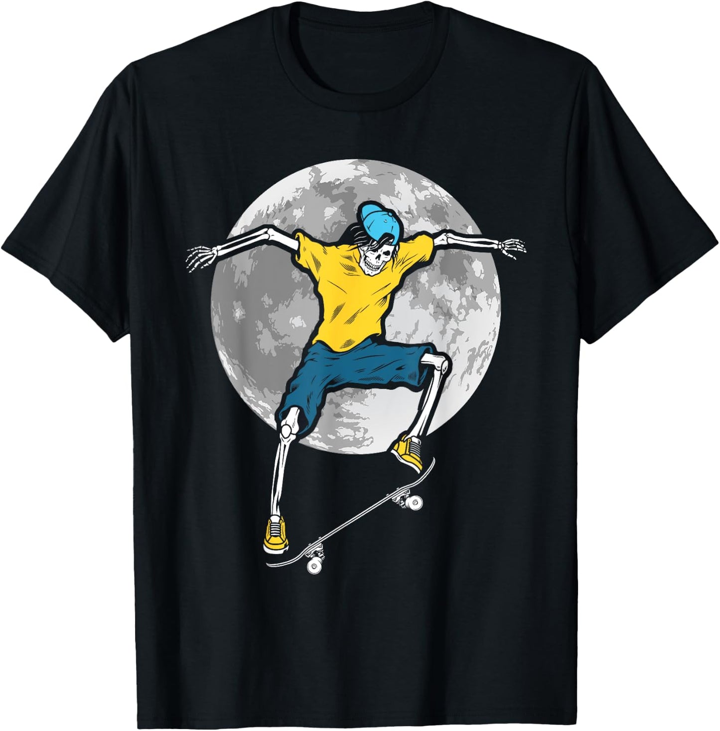 Skeleton Skateboarder Skateboard Skateboarding Skater T-Shirt - T-Shirt | Black