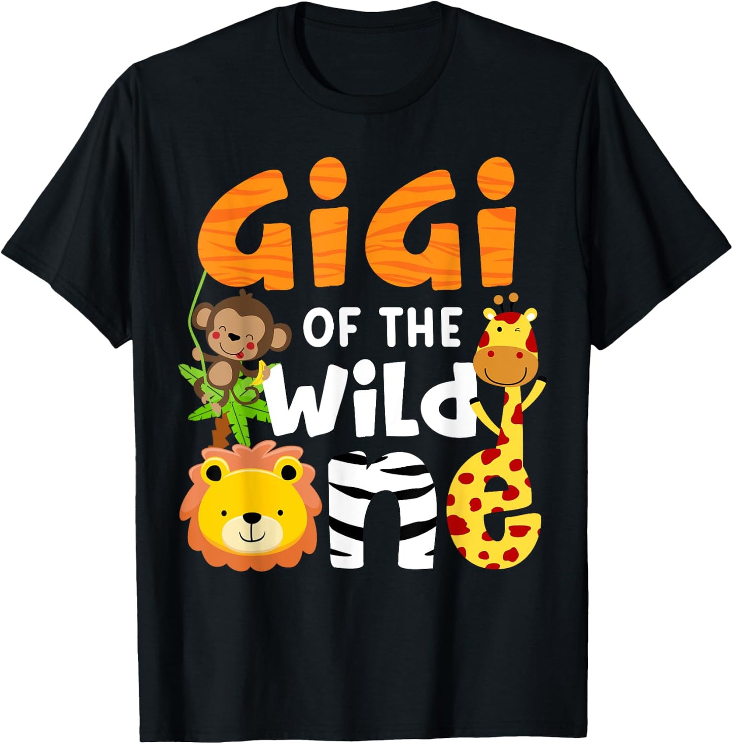 Gigi of the Wild One Zoo Theme Bday Safari Jungle Animals T-Shirt - T-Shirt | Black