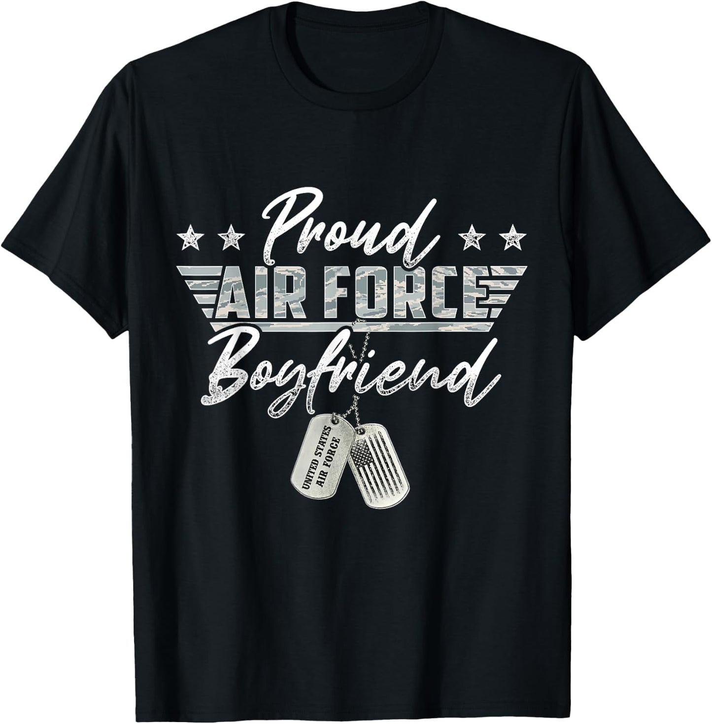 Proud Air Force Boyfriend Military Air Force Family Matching T-Shirt - T-Shirt | Black