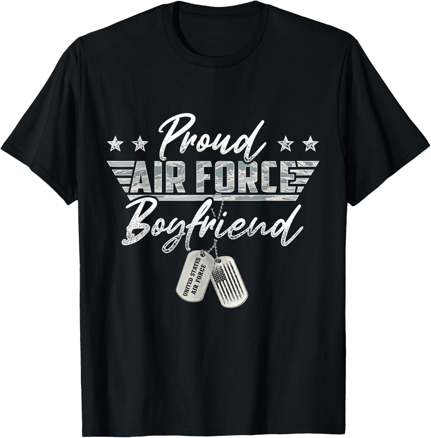 Proud Air Force Boyfriend Military Air Force Family Matching T-Shirt - T-Shirt | Black
