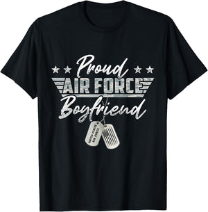 Proud Air Force Boyfriend Military Air Force Family Matching T-Shirt - T-Shirt | Black