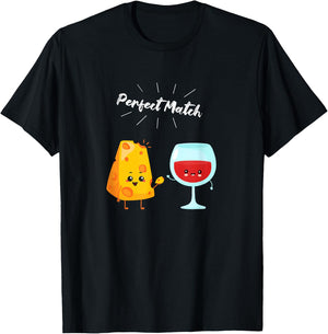 Wine and Cheese Couple Gift Wine Drinkers & Cheese Lovers T-Shirt - T-Shirt | Black