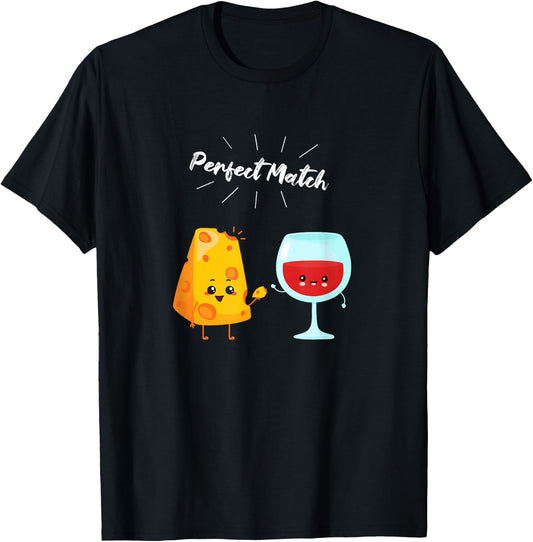 Wine and Cheese Couple Gift Wine Drinkers & Cheese Lovers T-Shirt - T-Shirt | Black