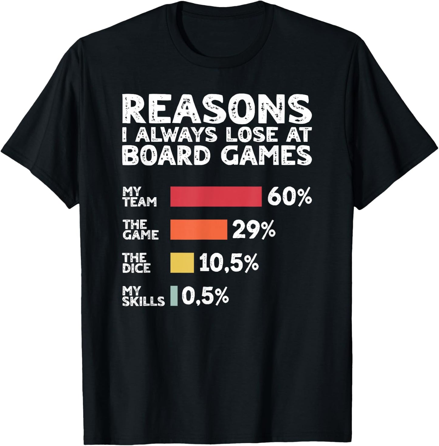 Reasons I Always Lose at Board Games Funny Game Night T-Shirt - T-Shirt | Black