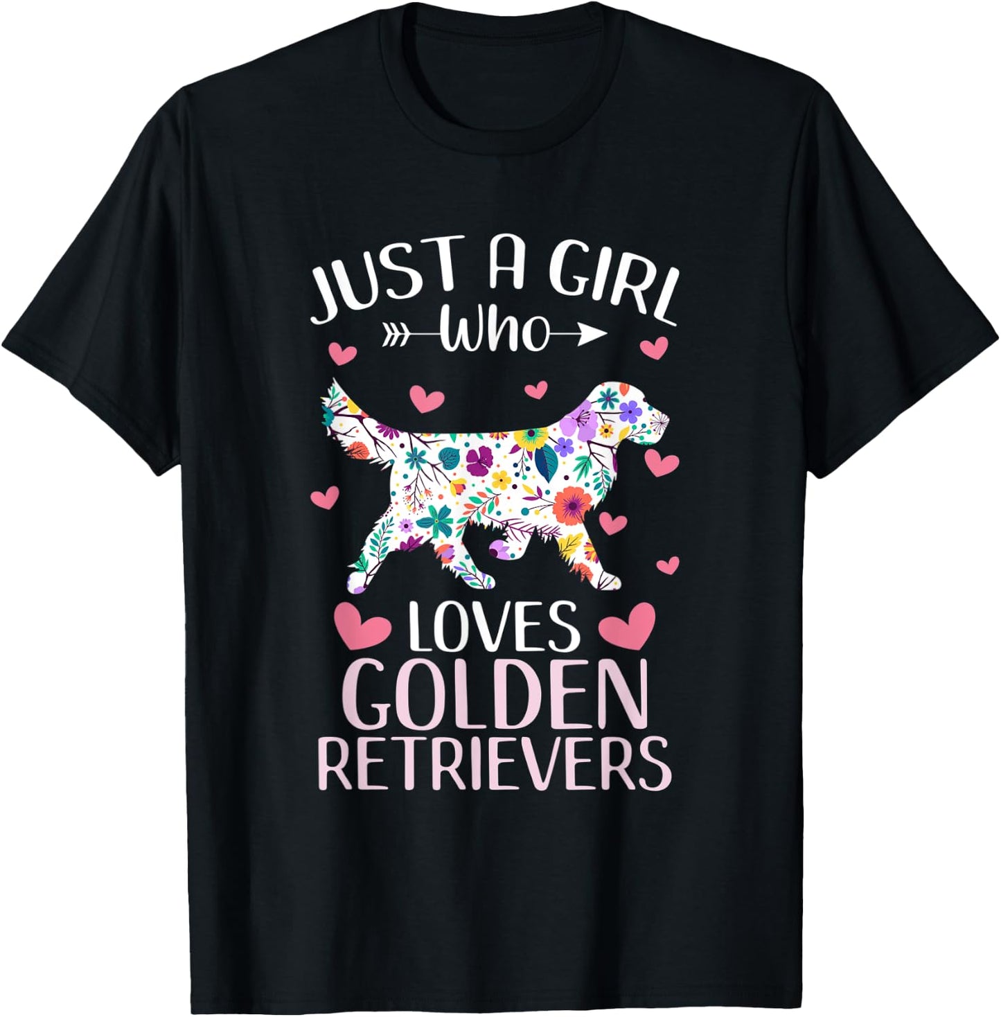 Just A Girl Who Loves Golden Retrievers Cute Dog Lover girls T-Shirt - T-Shirt | Black