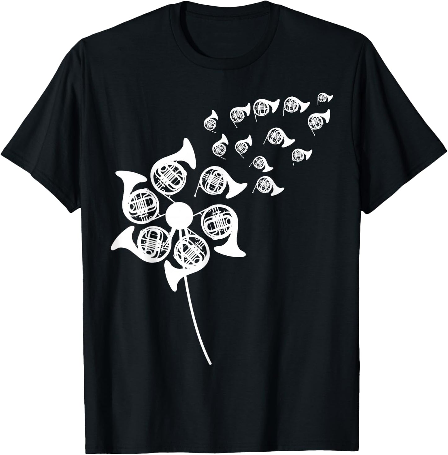 Dandelion French Horn Stuff for Hornist | French Horn T-Shirt - T-Shirt | Black
