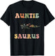 Auntiesaurus Dinosaur Auntie Saurus Family Matching Flower T-Shirt - T-Shirt | Black