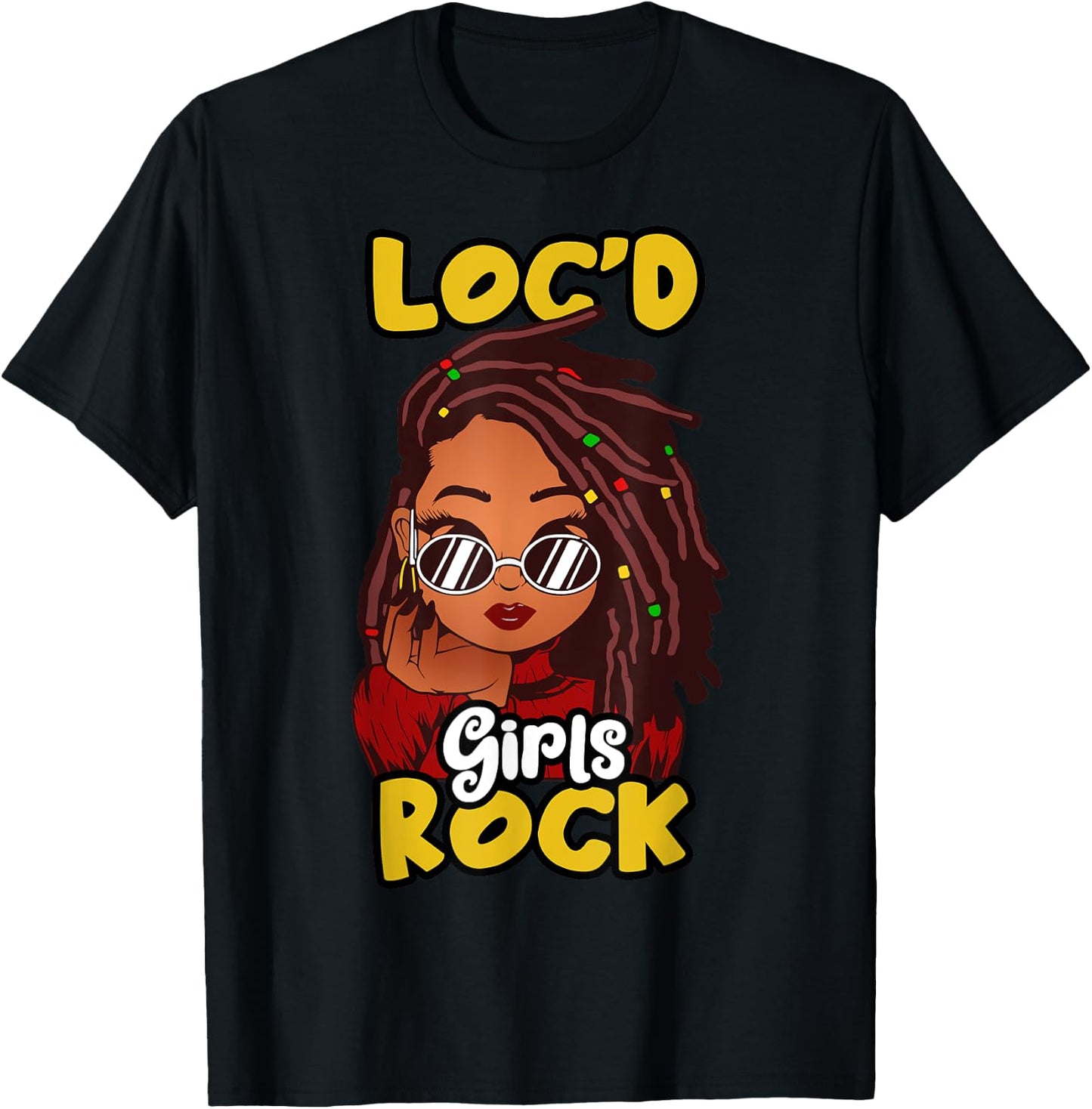Funny Locs Gift Loc'd Girls Rock Dreadlocks Girl T-Shirt - T-Shirt | Black