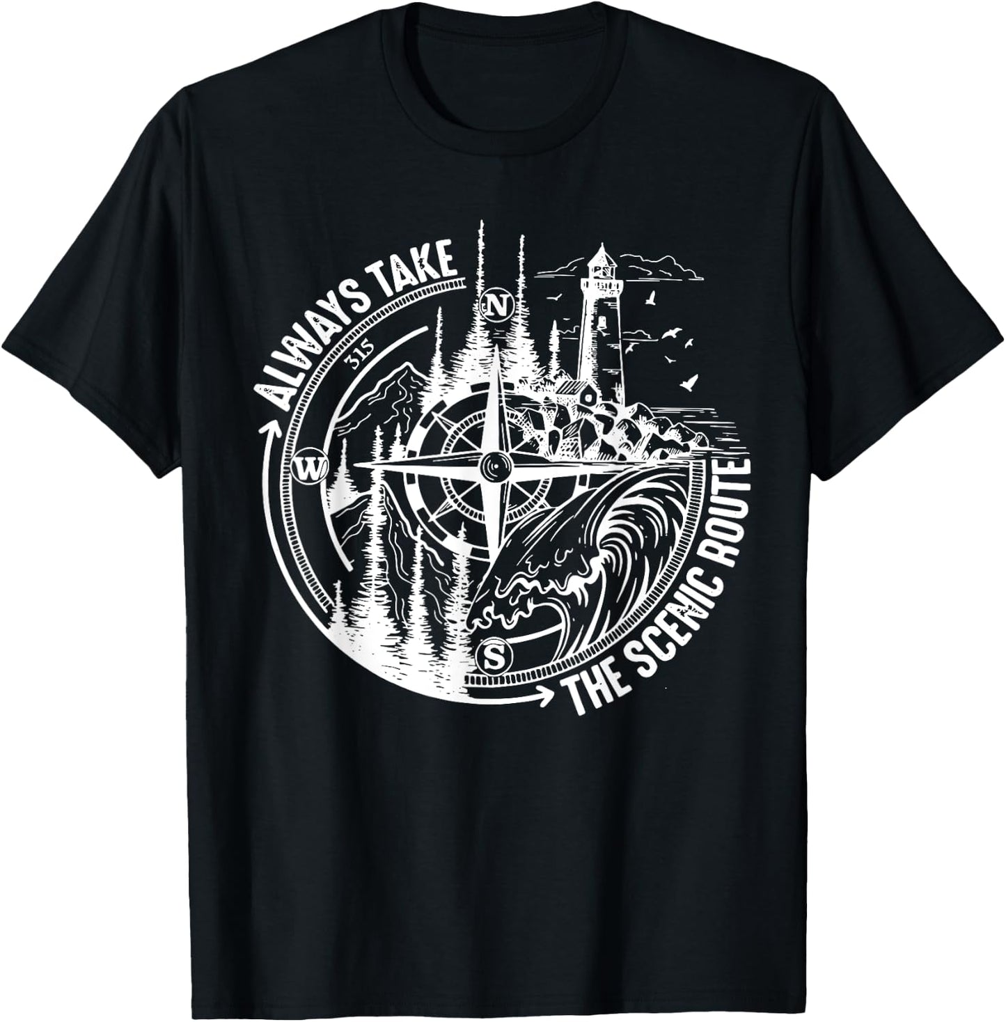 Always Take The Scenic Route T-Shirt - T-Shirt | Black