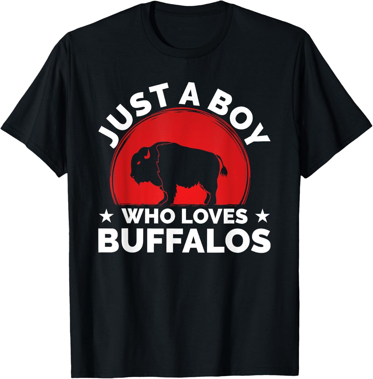 Bison Funny Buffalo Just A Boy Who Loves Buffalos T-Shirt - T-Shirt | Black