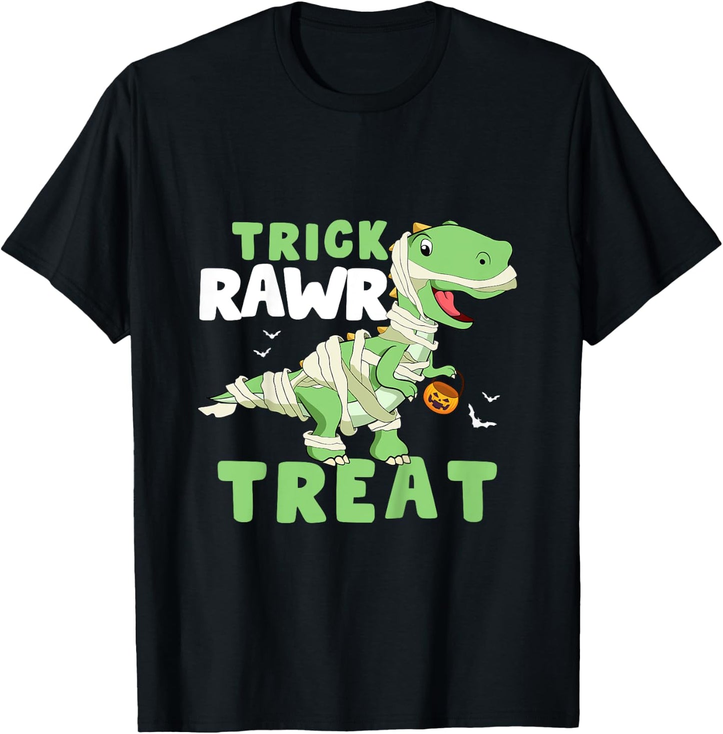 Kids Trick Rawr Treat Halloween Dino Dinosaurus Toddler Boy T-Shirt - T-Shirt | Black
