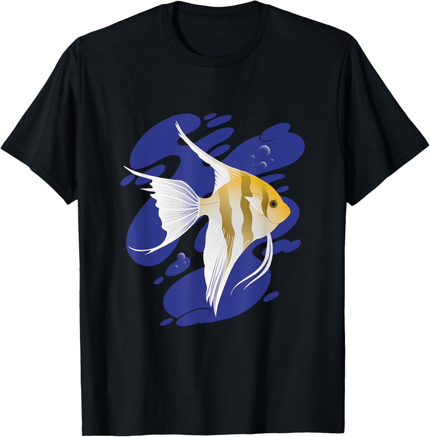 Cool Graphic Angel Fish Swimming Design T-Shirt - T-Shirt | Black