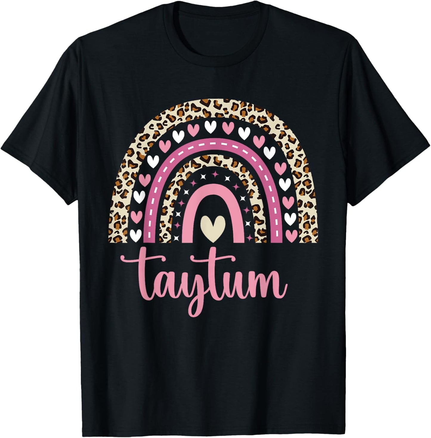 Taytum Rainbow Leopard Personalized Taytum Birthday T-Shirt - T-Shirt | Black