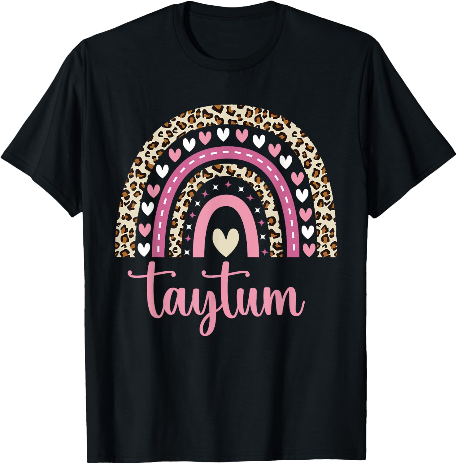 Taytum Rainbow Leopard Personalized Taytum Birthday T-Shirt - T-Shirt | Black