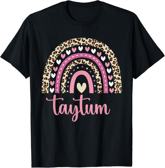 Taytum Rainbow Leopard Personalized Taytum Birthday T-Shirt - T-Shirt | Black