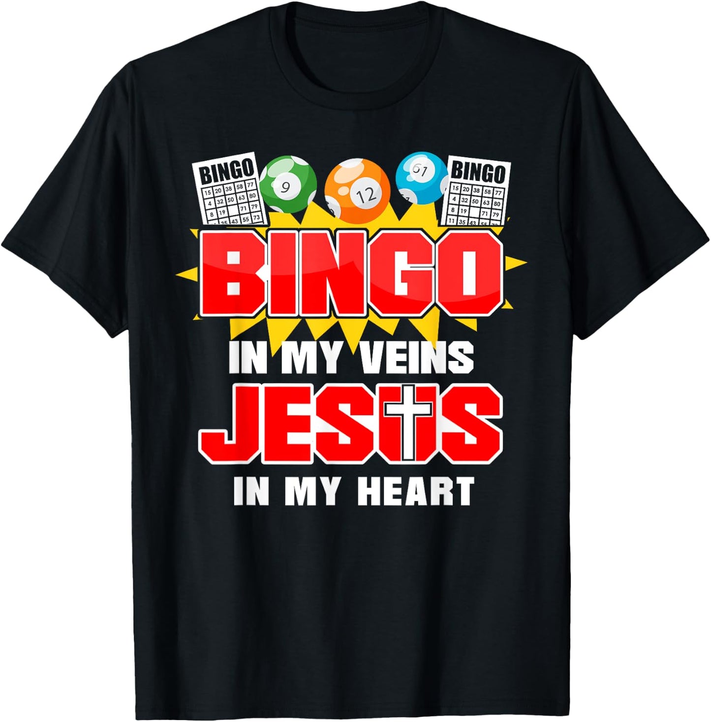 Bingo Player Jesus Faith Christian Bingo In My Veins Jesus T-Shirt - T-Shirt | Black