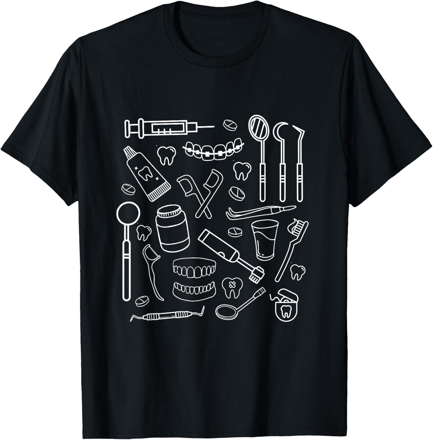 Dental Nurse Doodles Dentistry Students Staff Appreciation T-Shirt - T-Shirt | Black