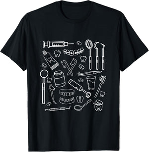 Dental Nurse Doodles Dentistry Students Staff Appreciation T-Shirt - T-Shirt | Black
