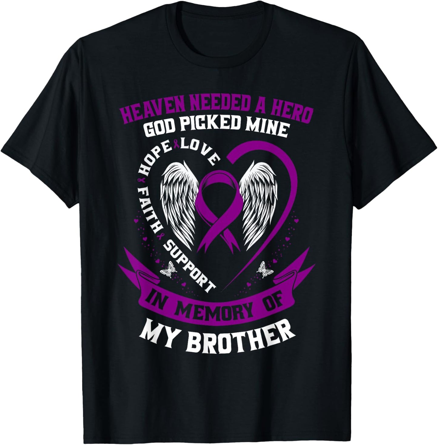 Wear Purple In Memory of Brother Pancreatic Cancer Awareness T-Shirt - T-Shirt | Black