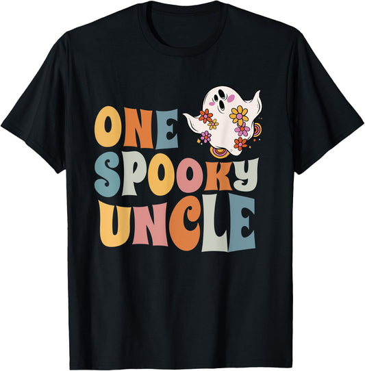 One Spooky Uncle Groovy Halloween Costume T-Shirt - T-Shirt | Black