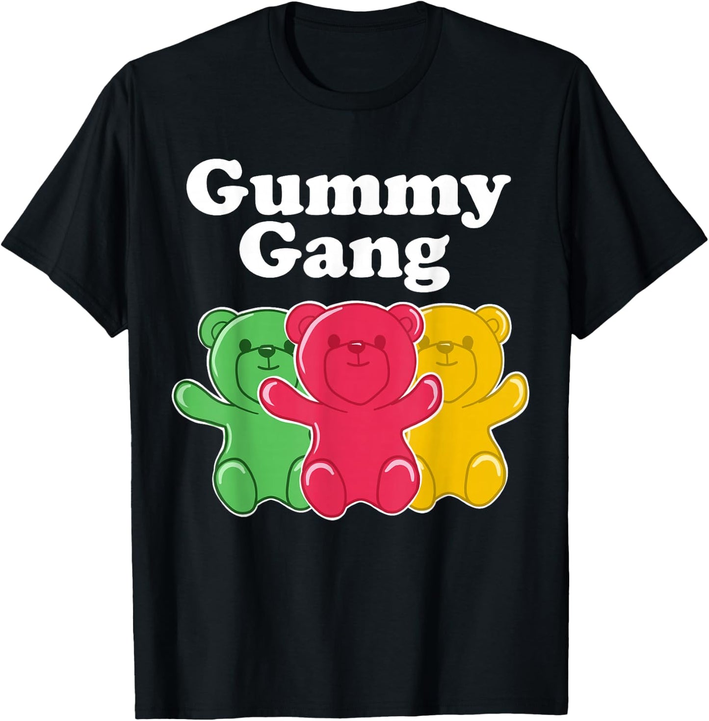 Miftees Kids Black Cotton 60% Polyester 40% Funny Gummy Bear T-Shirt - T-Shirt | Black