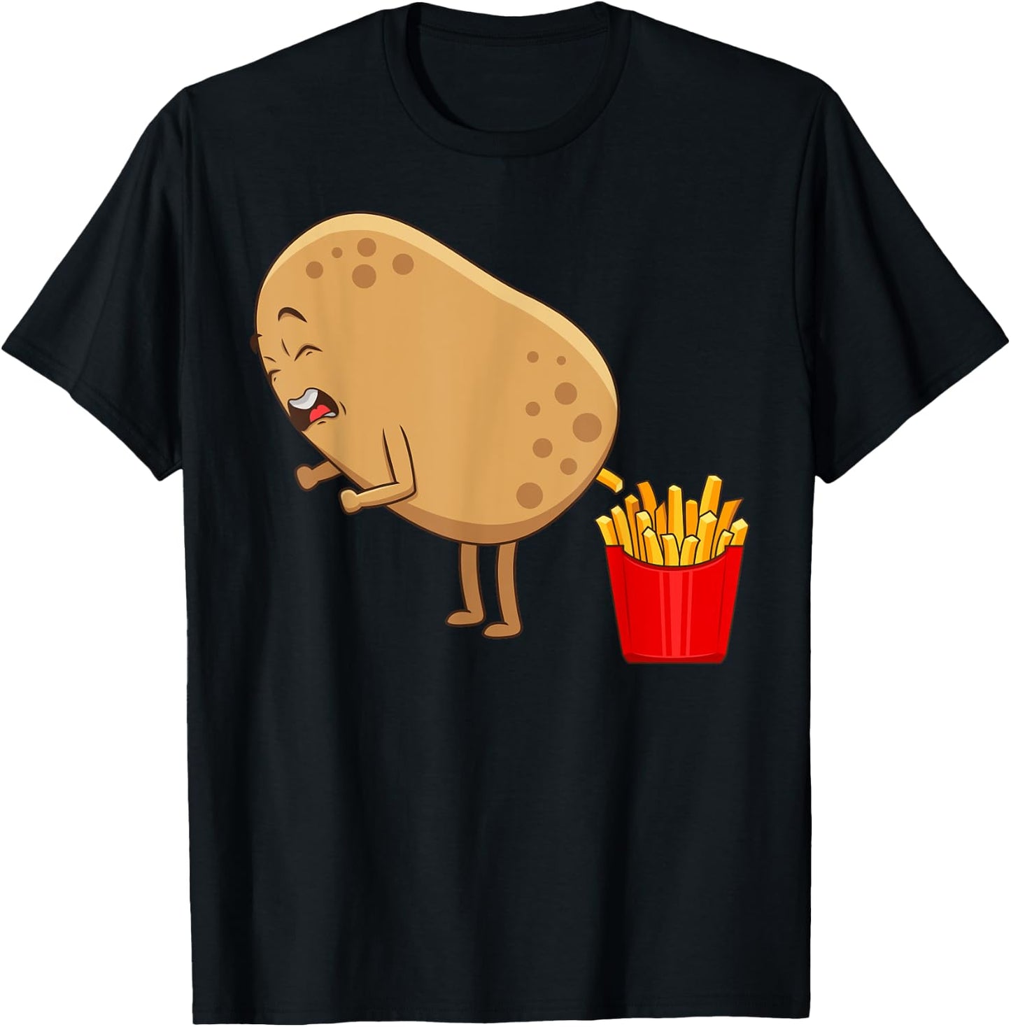 Funny French Fries Designs Women Potato Food Eaters T-Shirt - T-Shirt | Black