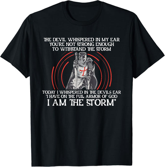 The Devil Whispered In My Ear Christian Knight Faith T-Shirt - T-Shirt | Black