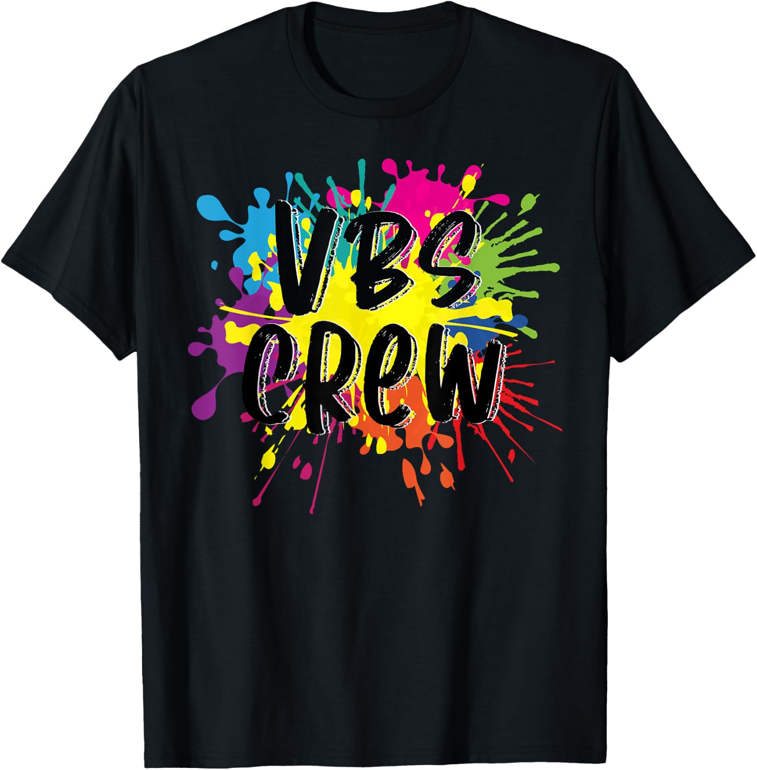 VBS Crew 2023 a Vacation Bible School I Love Paint Splatter T-Shirt - T-Shirt | Black