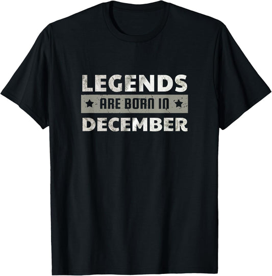 Legend Are Born In December birthday Vintage Cool T-Shirt - T-Shirt | Black