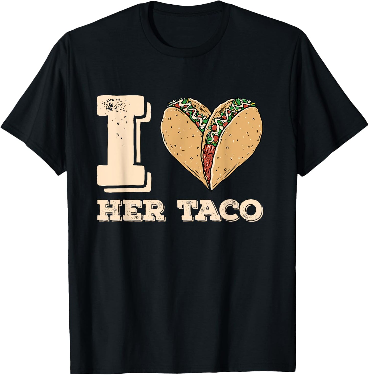 I Love Her Taco Matching Couple Cinco De Mayo Retro T-Shirt - T-Shirt | Black