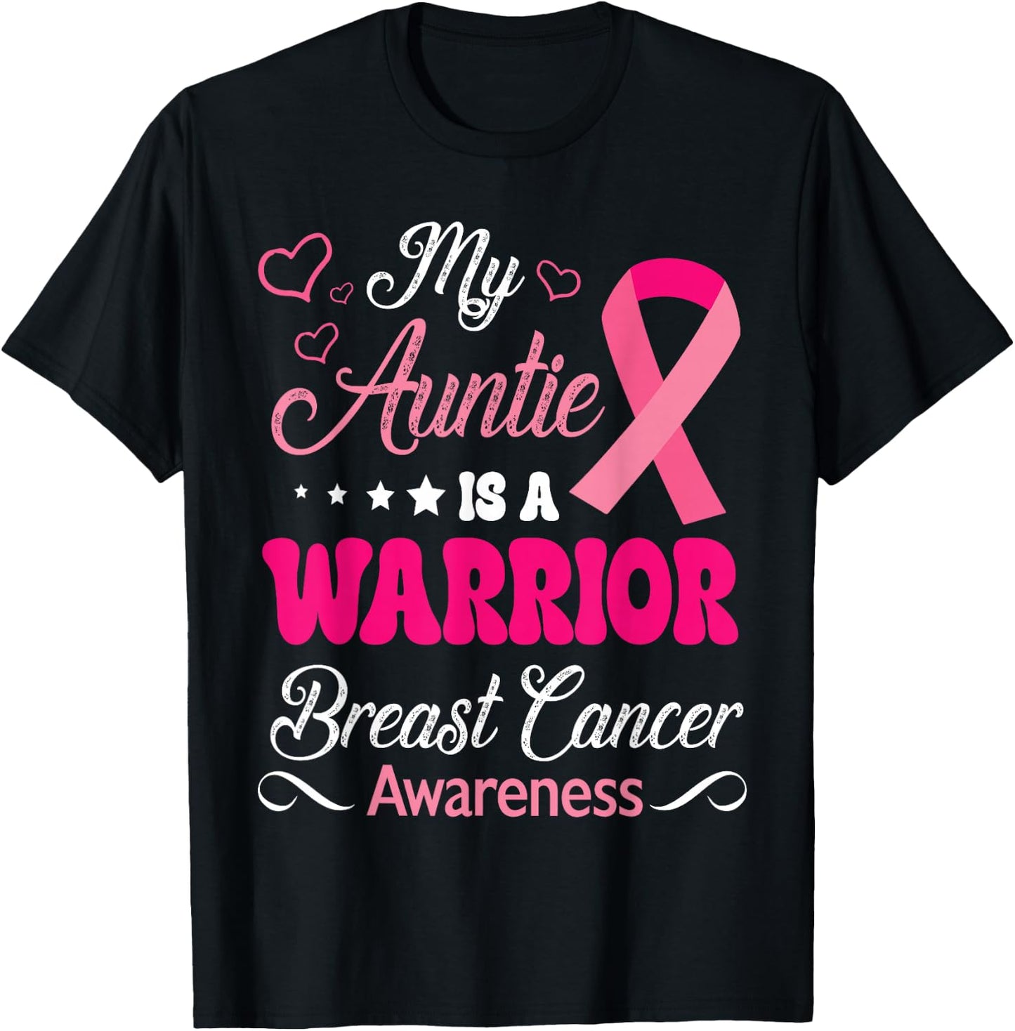 My Auntie Is A Warrior Breast Cancer Awareness Survivor Help T-Shirt - T-Shirt | Black