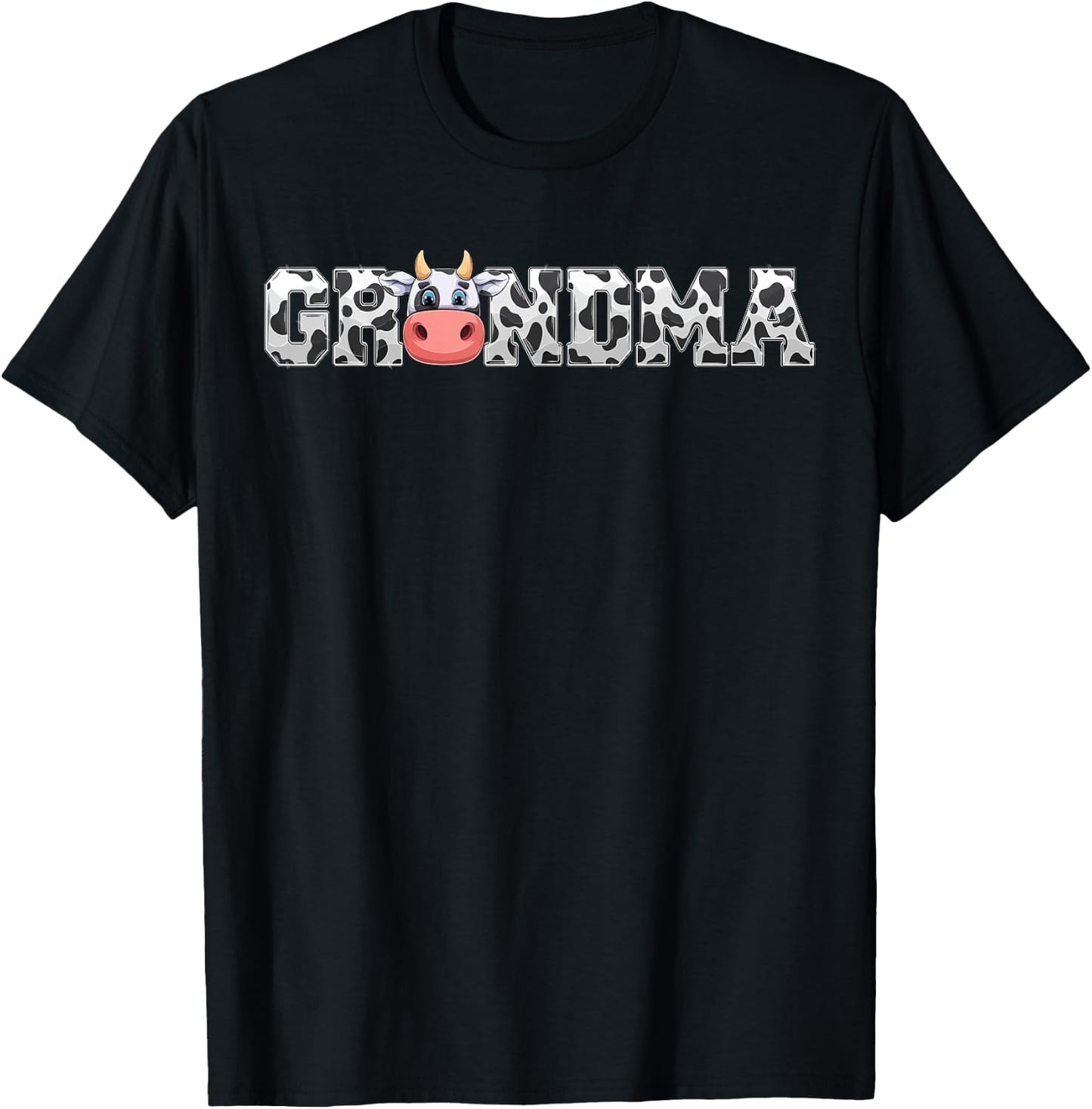 Grandma Cow Print Cowboy Animal Pattern Farmer Cow Grandma T-Shirt - T-Shirt | Black
